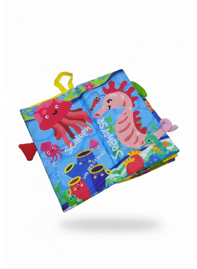 كتاب قماشي ناعم للأطفال - لعبة تعليمية حسية على شكل حيوانات بحرية للأطفال الرضع والصغار - هدية عيد - Image 3